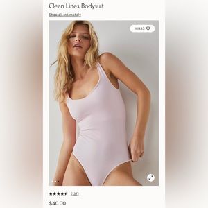 NWOT Free People Clean Lines Bodysuit Size M/L, Light Pink Color.